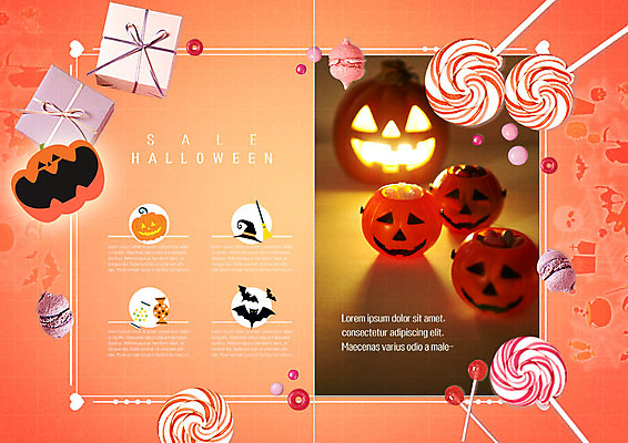 PSD 템플릿 북디자인 내지 리플렛 북커버 사탕 팜플렛 사람없음 선물상자 할로윈 박쥐 마녀모자 마카롱 잭오랜턴 이미지템플릿 모자_잡화 포유류 디저트 선물 상자 파일형식