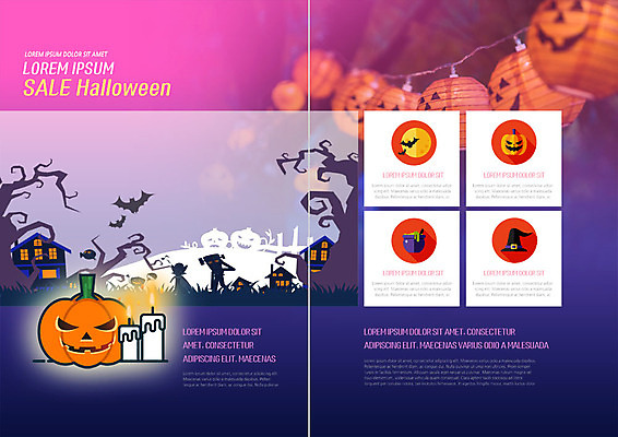 PSD 템플릿 북디자인 내지 리플렛 북커버 촛불 팜플렛 사람없음 할로윈 보름달 마녀모자 잭오랜턴 이미지템플릿 모자_잡화 초 달 파일형식