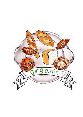 PSD 접시 일러스트 캘리그라피 붓터치 사람없음 신선 크루아상 식빵 유기농 번짐 호밀빵 페스츄리 슈퍼푸드 국내일러스트 식기 웰빙 빵 건강식품 파일형식 효과