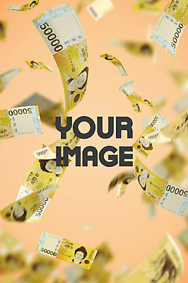 PSD 편집 편집이미지 백그라운드 지폐 사람없음 노란색 3D 디지털합성 즐거움 오브젝트 쏟아짐 오만원 풍요 많음 편집소스 이미지편집 편집3D 감정 컬러 컨셉 돈 모션 파일형식