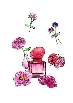 PSD 꽃 일러스트 유리병 수채화 사람없음 뷰티 화장품 향수 번짐 붙이기 천연화장품 마스킹테이프 국내일러스트 식물 모션 병_용기 테이프 파일형식 효과