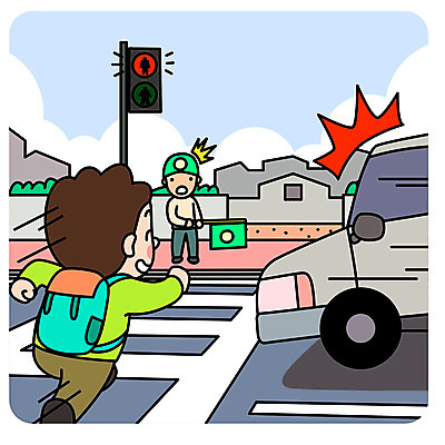 전신 남자 어린이 일러스트 자동차 안전 사람 성인 두명 달리기 스쿨라이프 놀람 깃발 횡단보도 신호등 안전수칙 적신호 무단횡단 스쿨존 무단 국내일러스트 AI파일 라이프스타일 감정 육상교통 학교 모션 표정 보행로 횡단 파일형식 벡터