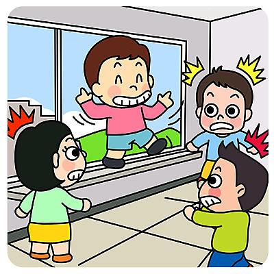 전신 여자 남자 어린이 일러스트 장난 창문 교실 미소 안전 사람 여러명 스쿨라이프 놀람 금지 위험 창가 오르기 안전수칙 창틀 어린이만 국내일러스트 AI파일 라이프스타일 교육 감정 다수 컨셉 학교 모션 표정 파일형식 벡터