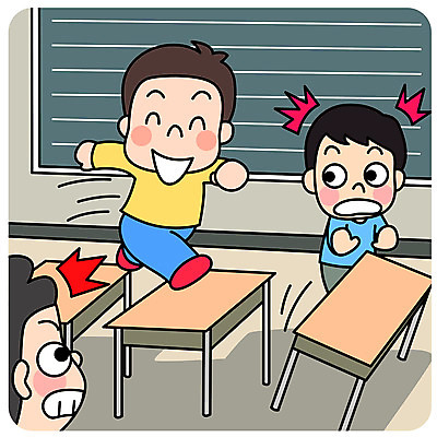 전신 남자 일러스트 장난 교실 학교 안전 사람 상반신 세명 스쿨라이프 칠판 놀람 위험 책상 안전수칙 건너기 어린이만 국내일러스트 AI파일 라이프스타일 교육 감정 가구 컨셉 모션 표정 파일형식 벡터