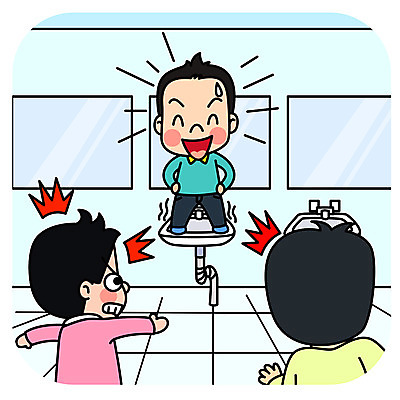 전신 남자 어린이 일러스트 장난 학교 안전 사람 상반신 세명 스쿨라이프 놀람 거울 위험 세면대 화장실 오르기 안전수칙 어린이만 국내일러스트 AI파일 라이프스타일 교육 감정 컨셉 모션 표정 파일형식 벡터