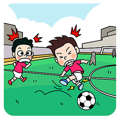 전신 남자 어린이 일러스트 축구공 안전 사람 두명 운동 스쿨라이프 놀람 축구장 안전수칙 넘어짐 부상자 어린이만 국내일러스트 AI파일 라이프스타일 감정 공 축구용품 스포츠시설 학교 모션 표정 건강 상처 파일형식 벡터