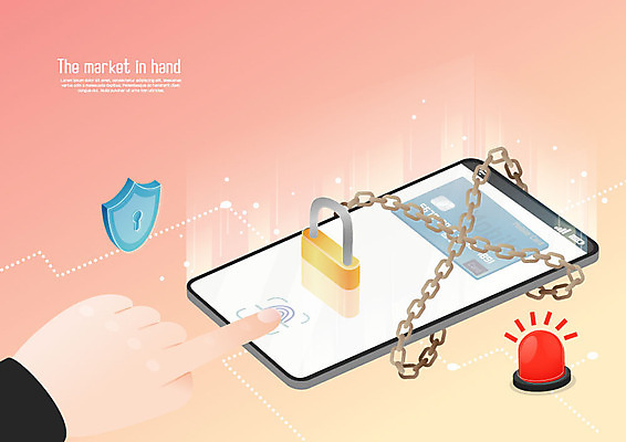 손 일러스트 모바일 자물쇠 사람 신체부위 스마트폰 터치 쇠사슬 잠금 보안 경고등 비상등 지문인식 핀테크 국내일러스트 AI파일 안전 금융 핸드폰 스마트기기 생체인식기술 파일형식 벡터