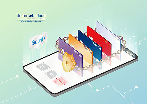 일러스트 모바일 사람없음 스마트폰 신용카드 쇠사슬 잠금 보안 온라인쇼핑 모바일쇼핑 여러장 온라인쇼핑몰 지문인식 홍채인식 얼굴인식 국내일러스트 AI파일 다수 안전 금융 핸드폰 스마트기기 쇼핑 쇼핑몰 온라인 생체인식기술 파일형식 벡터