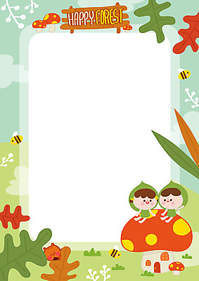 전신 여자 남자 어린이 일러스트 나뭇잎 프레임 세마리 미소 사람 앉기 초원 두명 손들기 버섯 꿀벌 숲속 다람쥐 어린이세상 버섯집 천진난만 프레임일러스트 어린이만 국내일러스트 AI파일 컨셉 잎 모션 주택 표정 3 벌_곤충 설치류 숲 파일형식 벡터