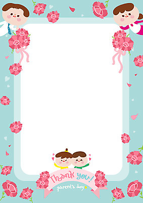 여자 남자 어린이 일러스트 가족 프레임 미소 사람 여러명 상반신 성인 부모 자녀 어버이날 카네이션 감사 가정의달 프레임일러스트 국내일러스트 AI파일 기념일 꽃 감정 다수 관계 표정 5월 파일형식 벡터