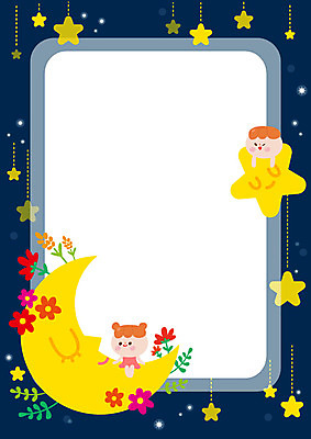 전신 여자 남자 꽃 별 어린이 일러스트 프레임 미소 사람 앉기 상반신 두명 초승달 어린이세상 천진난만 프레임일러스트 어린이만 국내일러스트 AI파일 자연요소 식물 컨셉 모션 표정 달 파일형식 벡터