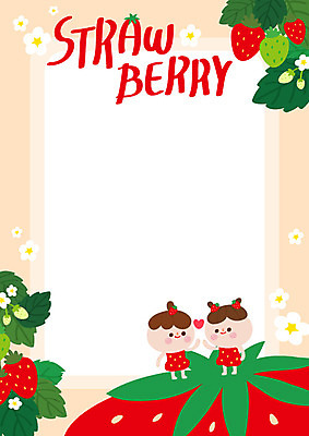 전신 여자 어린이 일러스트 딸기 프레임 미소 사람 두명 어린이세상 딸기꽃 딸기의상 천진난만 프레임일러스트 소녀만 국내일러스트 AI파일 옷 꽃 컨셉 과일 표정 여자만 어린이만 파일형식 벡터