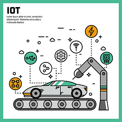 일러스트 공장 자동차 사람없음 플랫 제조 로봇 톱니바퀴 와이파이 전자회로 충전 설정 자동화기기 컨베어밸트 사물인터넷 국내일러스트 AI파일 육상교통 공업 정보기술 기계 회로판 무선인터넷 파일형식 벡터