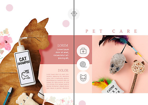 PSD 템플릿 표지디자인 북디자인 출판디자인 꽃 실루엣 내지 리플렛 분홍색 2단접지 북커버 팜플렛 사람없음 반려동물 장난감 갈색 고양이 흰색 털실 깃털 샴푸 구급약통 반려 펫케어 애묘용품 이미지템플릿 반려용품 식물 동물 컬러 포유류 촬영기법 관리 위생용품 실 오브젝트 파일형식