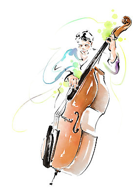 PSD 남자 연주 일러스트 캘리그라피 붓터치 한명 미소 사람 상반신 성인 취미 연주자 번짐 콘트라베이스 성인남자한명만 국내일러스트 1 음악 현악기 표정 음악가 남자한명만 성인남자만 파일형식 효과