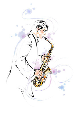 PSD 남자 연주 일러스트 캘리그라피 붓터치 한명 미소 사람 상반신 성인 취미 연주자 색소폰 번짐 성인남자한명만 국내일러스트 1 음악 표정 음악가 목관악기 남자한명만 성인남자만 파일형식 효과