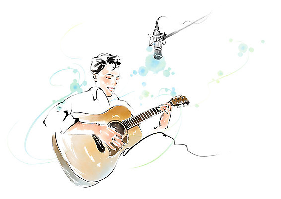 PSD 남자 연주 일러스트 캘리그라피 노래 붓터치 한명 미소 사람 앉기 상반신 성인 취미 기타 마이크 번짐 성인남자한명만 국내일러스트 1 음악 음향기기 모션 현악기 표정 남자한명만 성인남자만 파일형식 효과