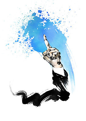 PSD 1 손 남자 일러스트 캘리그라피 붓터치 한명 사람 정장 성인 신체부위 검지손가락 가리킴 번짐 성인남자한명만 국내일러스트 옷 손가락 손짓 남자한명만 성인남자만 파일형식 효과