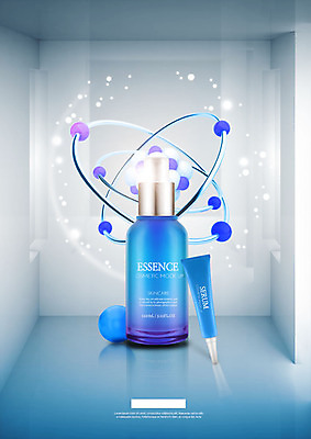 PSD 편집이미지 사람없음 파란색 빛 뷰티 3D소스 화장품 공간 미용용품 원형 DNA 스킨케어 에센스 편집3D 도형 컬러 3D 생명공학 오브젝트 파일형식