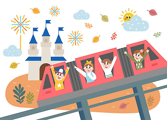 학생 여자 남자 어린이 낙엽 일러스트 불꽃놀이 미소 사람 여러명 상반신 손들기 놀이공원 가을 성 즐거움 롤러코스터 가을소풍 어린이만 국내일러스트 AI파일 건축물 계절 감정 다수 잎 모션 놀이 표정 소풍 테마파크 놀이기구 파일형식 벡터 가을_계절