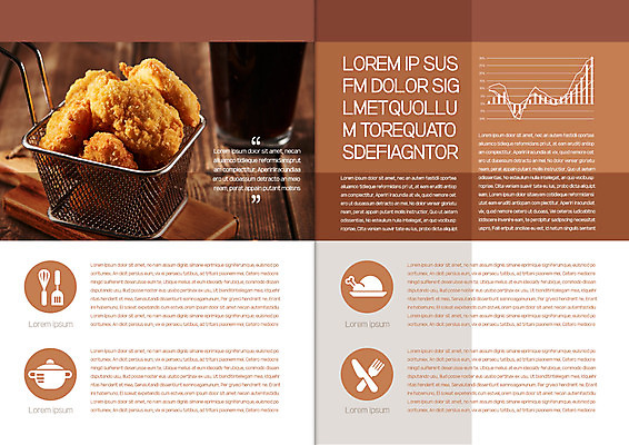 템플릿 북디자인 출판디자인 내지 리플렛 포크 북커버 주방용품 그래프 팜플렛 사람없음 갈색 치킨 나이프 냄비 철제바구니 이미지템플릿 AI파일 식기 컬러 생활용품 바구니 칼 솥 닭고기요리 파일형식 벡터