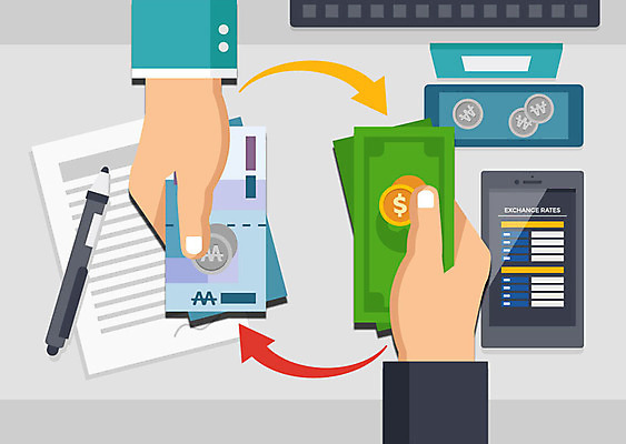 손 화살표 지폐 일러스트 사람 신체부위 스마트폰 펜 동전 거래 문서 공정 환율 환전 환전소 국내일러스트 AI파일 돈 금융 경제 핸드폰 스마트기기 필기구 파일형식 벡터