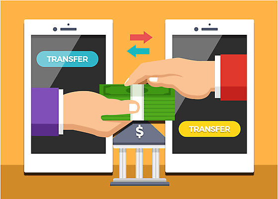 손 화살표 지폐 일러스트 사람 신체부위 스마트폰 거래 돈다발 은행 주기 공정 모바일뱅킹 인터넷뱅킹 국내일러스트 AI파일 돈 모션 금융 핸드폰 스마트기기 뱅킹 파일형식 벡터