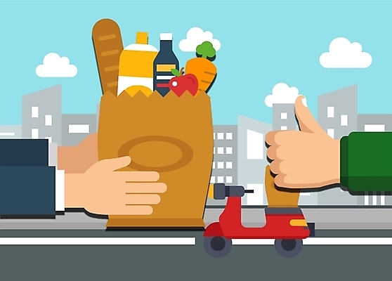 손 도로 음식 일러스트 사람 빌딩 건물 신체부위 종이봉투 거래 오토바이 도시 최고 구매 배송 주기 공정 배달음식 식료품바구니 음식배달 국내일러스트 AI파일 건축물 길 교통시설 모션 봉투 쇼핑 바이크 배달 파일형식 벡터