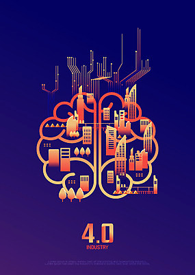 나무 일러스트 빌딩 사람없음 건물 보라색 도시 회로판 스마트 두뇌 4차산업 국내일러스트 AI파일 식물 건축물 산업 컬러 컨셉 뇌 파일형식 벡터