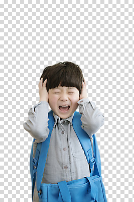 편집이미지 남자 초등학생 어린이 책가방 한명 사람 상반신 앞모습 외침 한국인 찡그림 귀막기 PNG 보조가방 소년한명만 편집소스 1 학생 뷰포인트 가방 표정 동양인 손짓 소리 남자한명만 소년만 파일형식
