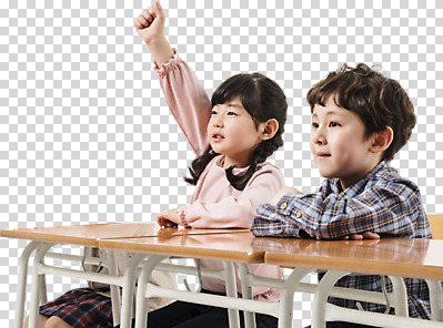 편집이미지 응시 여자 남자 어린이 미소 사람 앉기 상반신 두명 옆모습 손들기 팔짱 한국인 발표 책상 PNG 어린이만 편집소스 시선 뷰포인트 가구 모션 표정 동양인 파일형식