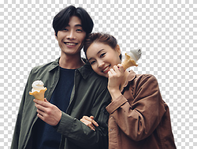 편집이미지 커플 응시 여자 남자 포즈 데이트 미소 웃음 들기 사람 상반신 20대 성인 두명 앞모습 캐주얼 팔짱 다정 한국인 콘아이스크림 PNG 성인만 편집소스 시선 옷 뷰포인트 컨셉 관계 모션 아이스크림 표정 동양인 청년 파일형식