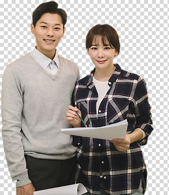 편집이미지 응시 여자 남자 포즈 비즈니스 서기 미소 들기 사람 상반신 20대 성인 두명 앞모습 캐주얼 30대 연필 한국인 비즈니스맨 비즈니스우먼 동료 문서 PNG 성인만 편집소스 시선 옷 뷰포인트 관계 모션 학용품 표정 동양인 청년 장년 필기구 직장인 파일형식