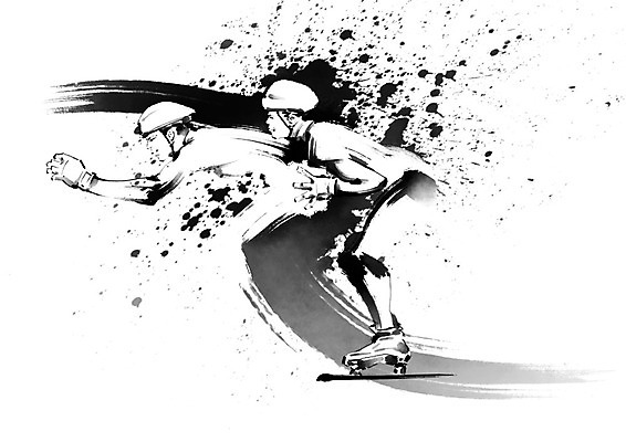 전신 PSD 남자 스포츠 일러스트 캘리그라피 붓터치 운동선수 사람 성인 두명 밀기 번짐 스피드스케이팅 성인남자만 국내일러스트 모션 스케이팅 남자만 성인만 파일형식 효과