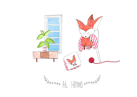 PSD 한마리 화분 쿠션 의자 일러스트 창문 수채화 사람없음 머그컵 담요 여우 실타래 붉은여우 국내일러스트 1 가구 포유류 컵 파일형식