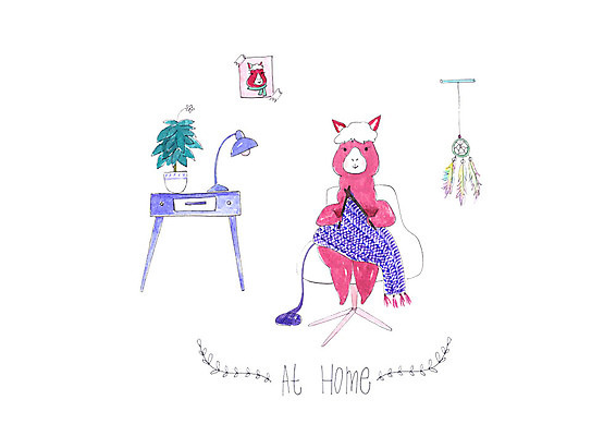 PSD 한마리 화분 일러스트 전등 수채화 사람없음 뜨개질 알파카 국내일러스트 동물 1 조명 취미 파일형식