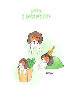 PSD 반려견 채소 일러스트 수채화 세마리 사랑 사람없음 반려동물 종이봉투 담요 비글 반려 국내일러스트 동물 감정 봉투 3 개 파일형식