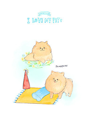 PSD 꽃 반려견 두마리 일러스트 베개 수채화 사랑 사람없음 반려동물 이불 강아지 반려 포메라니안 국내일러스트 식물 동물 감정 2 침구 개 파일형식