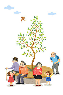전신 PSD 나무 한마리 공원 여자 노년 남자 어린이 일러스트 조류 지팡이 대화 사랑 미소 사람 앉기 여러명 사회이슈 즐거움 고령화 국내일러스트 식물 동물 1 공공시설 감정 다수 컨셉 모션 표정 말하기 성인 파일형식
