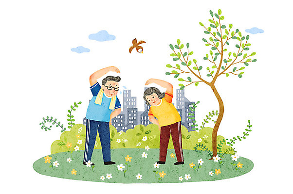 전신 PSD 나무 여자 노년 남자 일러스트 조류 아침 아파트 미소 사람 잔디 두명 실버라이프 운동 노부부 사회이슈 맨손체조 고령화 노인만 국내일러스트 주간 식물 동물 라이프스타일 부부 컨셉 주택 표정 건강 성인 체조 성인만 파일형식
