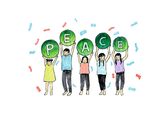 전신 PSD 알파벳 여자 남자 어린이 일러스트 붓터치 수채화 서기 미소 들기 사람 여러명 평화 팻말 한국인 어린이만 남북통일 국내일러스트 영어 다수 컨셉 모션 프레임 표정 동양인 통일 파일형식