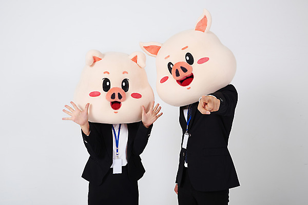 포토 JPG 스튜디오촬영 여자 남자 비즈니스 실내 사람 정장 상반신 20대 성인 두명 앞모습 옆모습 손들기 놀람 한국인 가리킴 돼지띠 돼지 직장인 비즈니스맨 비즈니스우먼 비밀 흰배경 돼지캐릭터 사원증 동물탈 인형탈 지목 성인만 기해년 국내포토 직업 옷 감정 뷰포인트 동물캐릭터 백그라운드 컨셉 포유류 모션 표정 동양인 손짓 청년 내부 흰색 십이지신 탈 파일형식 2019년