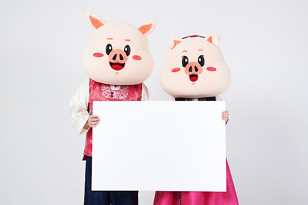 포토 JPG 스튜디오촬영 배너 부부 커플 여자 명절 남자 사각프레임 실내 들기 사람 상반신 20대 성인 두명 앞모습 설날 추석 한국인 돼지띠 돼지 한복 흰배경 해피뉴이어 돼지캐릭터 동물탈 인형탈 성인만 기해년 국내포토 한국전통 전통 기념일 뷰포인트 동물캐릭터 백그라운드 포유류 관계 모션 프레임 동양인 청년 내부 사각형 새해인사 흰색 십이지신 전통의상 탈 파일형식 2019년
