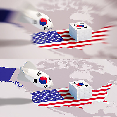 PSD 편집이미지 백그라운드 지도 한국 사람없음 3D소스 3D 미국 떨어짐 성조기 국기 태극기 컨테이너 미사일 폭탄 충돌 디지털합성 무역 긴장 미국지도 관세 편집3D 감정 산업 아시아 컨셉 북아메리카 폭발물 세금 파일형식