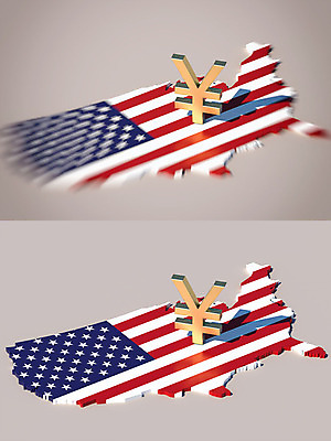 PSD 편집이미지 백그라운드 지도 사람없음 파란색 3D소스 3D 미국 화폐기호 엔 성조기 국기 충돌 디지털합성 무역 긴장 위안화 관세 편집3D 기호 감정 산업 컬러 돈 북아메리카 화폐 세금 파일형식