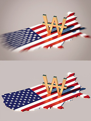 PSD 편집이미지 백그라운드 지도 사람없음 빨간색 파란색 3D소스 3D 미국 원화 화폐기호 성조기 국기 충돌 디지털합성 무역 긴장 미국지도 관세 편집3D 기호 감정 산업 컬러 돈 북아메리카 화폐 세금 파일형식