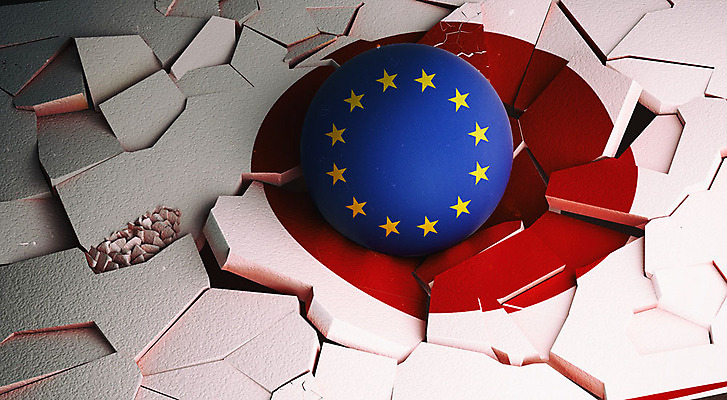 PSD 편집이미지 백그라운드 공 사람없음 빨간색 파란색 3D소스 3D 일본 흰색 국기 충돌 디지털합성 무역 긴장 일장기 깨짐 유럽연합 산산조각 관세 편집3D 감정 산업 아시아 컬러 컨셉 손상 세금 파일형식