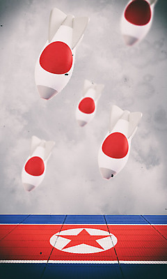 PSD 편집이미지 백그라운드 사람없음 빨간색 3D소스 3D 일본 흰색 떨어짐 국기 미사일 폭탄 충돌 디지털합성 무역 긴장 일장기 북한 북한국기 관세 편집3D 감정 산업 아시아 컬러 컨셉 폭발물 세금 파일형식