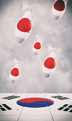 PSD 편집이미지 백그라운드 한국 사람없음 빨간색 3D소스 3D 일본 떨어짐 국기 태극기 미사일 폭탄 충돌 디지털합성 무역 긴장 일장기 관세 편집3D 감정 산업 아시아 컬러 컨셉 폭발물 세금 파일형식