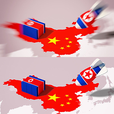 PSD 편집이미지 백그라운드 지도 사람없음 3D소스 3D 떨어짐 컨테이너 폭탄 충돌 오성홍기 디지털합성 무역 긴장 북한 북한국기 중국지도 관세 편집3D 감정 산업 아시아 컨셉 중국 국기 폭발물 세금 파일형식